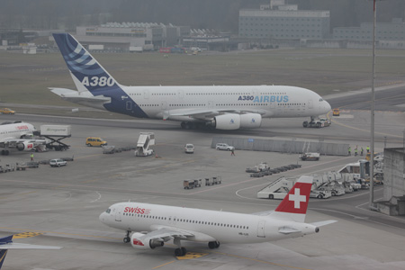 Erstflug A380 in Zürich